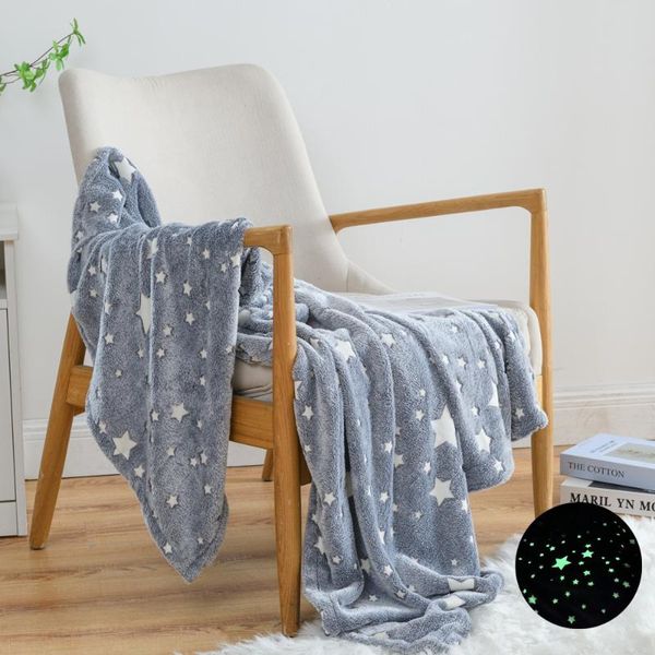 

blankets soft flannel fleece blanket luminous star fluffy fur throw plush sofa bed cover nordic home decor winter bedding
