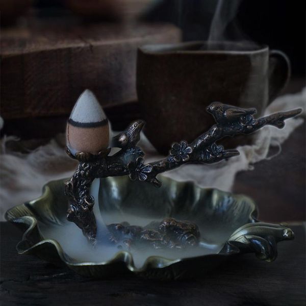 

fragrance backflow incense burner home decor ash catcher holder bedroom meditaion ornaments frog plum branch easy clean yoga lamps