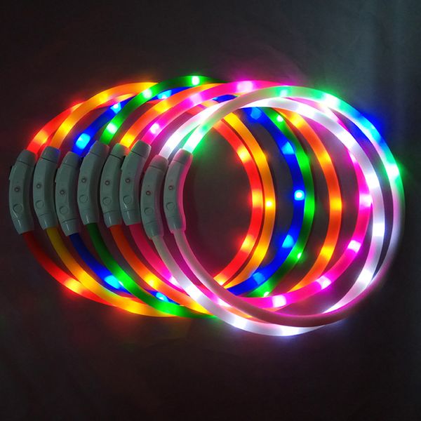100pcs 8 colori 70cm LED lampeggiante Collari di addestramento per cani LED Light Outdoor Caricabatterie USB luminoso Collare per animali Taglia regolabile Taglia L