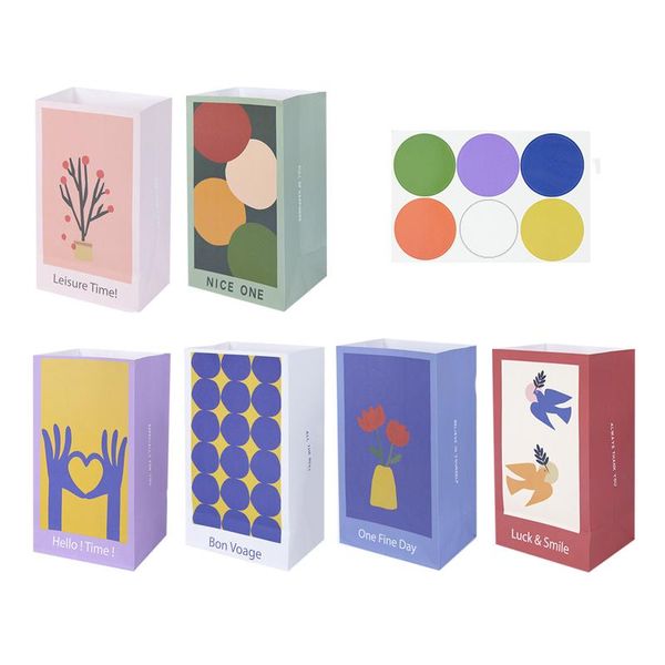 

gift wrap 6pcs flowers paper bags with round dot sticker craft candy packaging wedding birthday party supplies