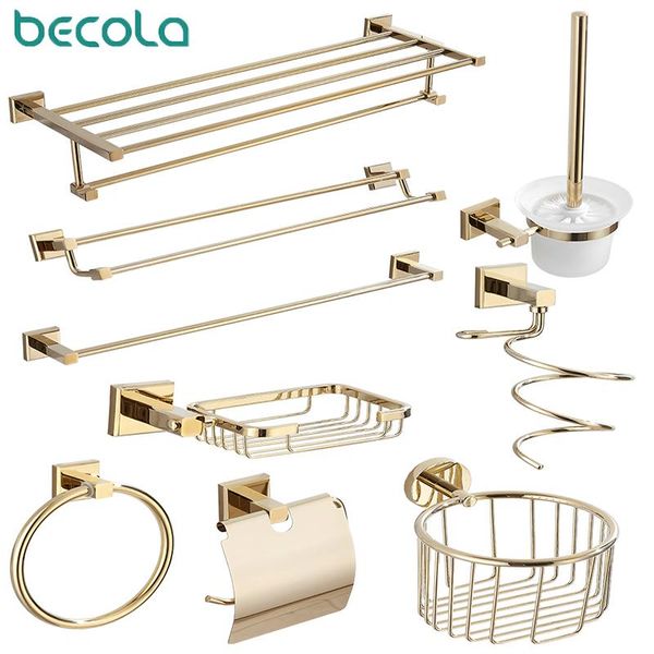 

bathroom hardware accessories towel bar blower rack ring toilet brush facilities golden holder sets becola est bath accessory set