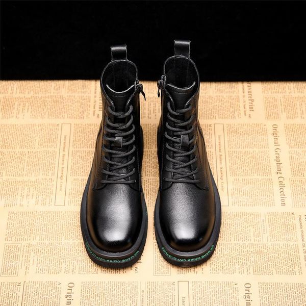 

boots zhao liying's leather british college wind children's european station, Black