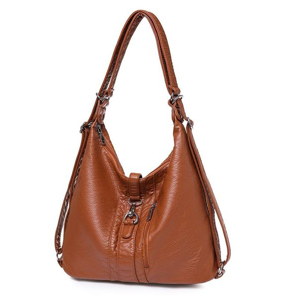 

evening bags washed pu leather shoulder for women multi-function soft solid handbags brand leisure or travle packages