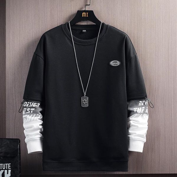 

men's hoodies & sweatshirts patchwork print men 2021 harajuku long sleeve sweatshirt hip hop streetwear fashion pullover, Black