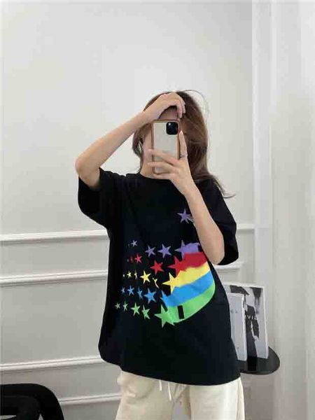 

designer tide t shirts chest letter laminated print short sleeve high street loose oversize casual t-shirt 100% pure cotton for men and wom, White;black