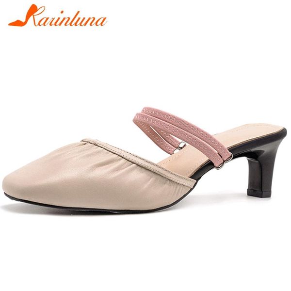 

dress shoes karin 2021 elegant ladies mid heel party casual pumps pointed toe pleated slip on summer women woman, Black
