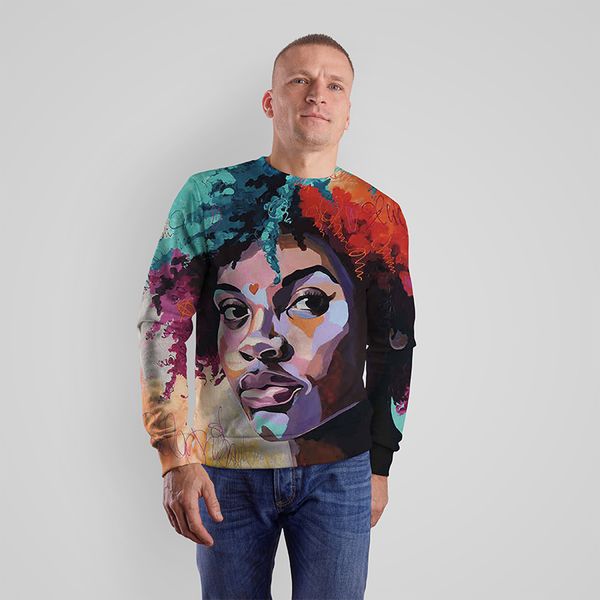 

personality trending portrait 3d printing hoodie visual impact party punk gothic round neck american sweatshirt hoodie, Black