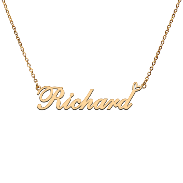 

charms god with love heart personalized character necklace name richard for friend jewelry gift, Bronze;silver