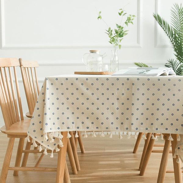 

1pcs tassel tablecloth cotton linen rectangular dining table cover cloth tea decoration living room home kitchen decor