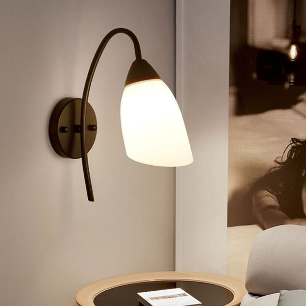 

decoration loft indoor wall lamp glass shade for bedroom stair modern minimalist bedside lights black e27 base bd-2825t