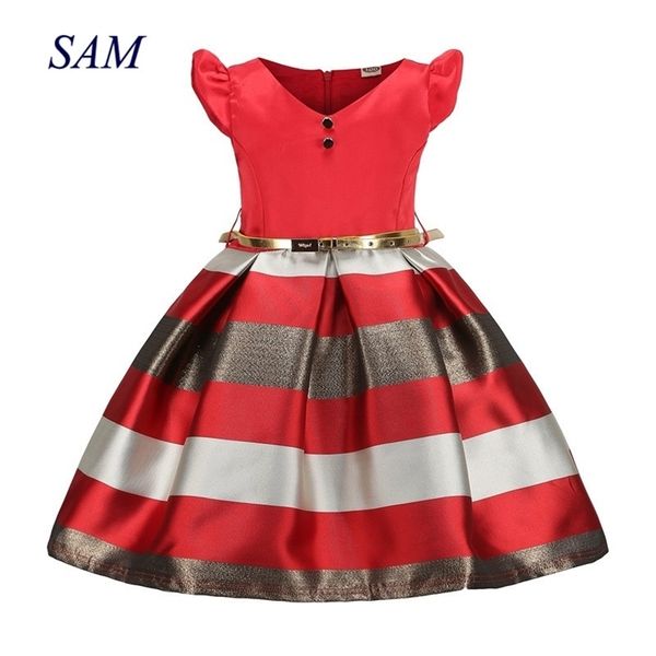 Платья для девочек Европейские и американские летние девочки лоскутные луки детская одежда для детей Princess Prom 3-9 лет 210317
