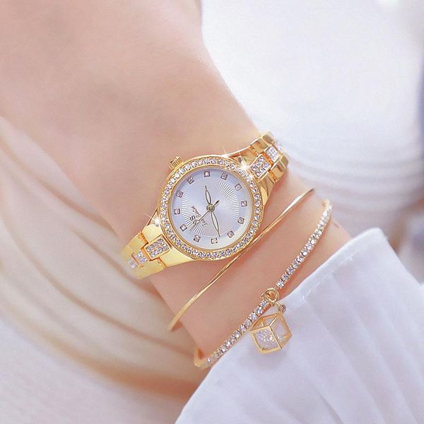 

wristwatches bs small dial ladies wrist watches dress gold women 2022 rhinestone female wristwatch montre femme, Slivery;brown