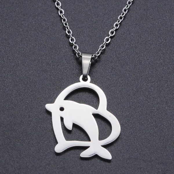 

pendant necklaces heart dolphin stainless steel charm necklace for women accept oem order wholesale dainty drop, Silver