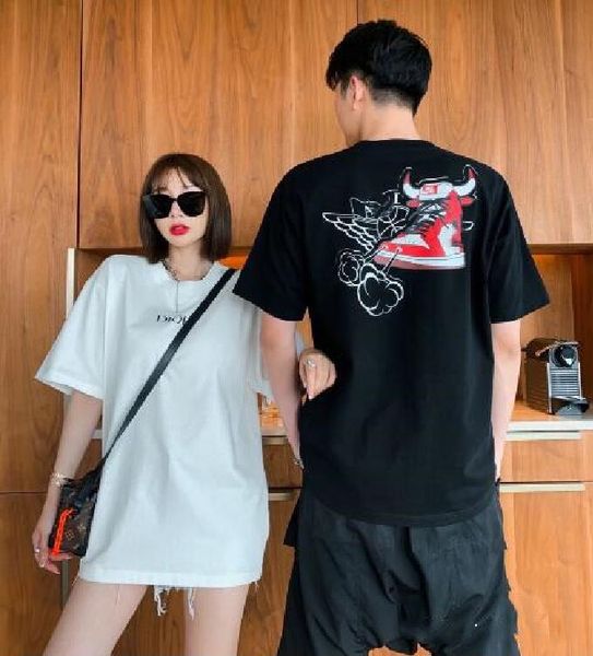 

21ss mens short sleeve t-shirt classic letter print summer breathable fashion couples youth wholesale simple and chic, White;black