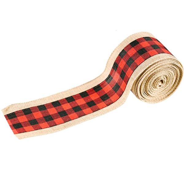 

christmas decorations linen gift box decor ribbons diy lattice printing ribbon wedding tree decoration