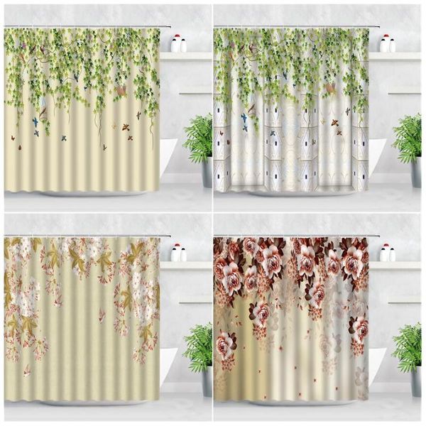

shower curtains waterproof bathroom flower birds green leaves european style modern home wall decor polyester fabric curtain set