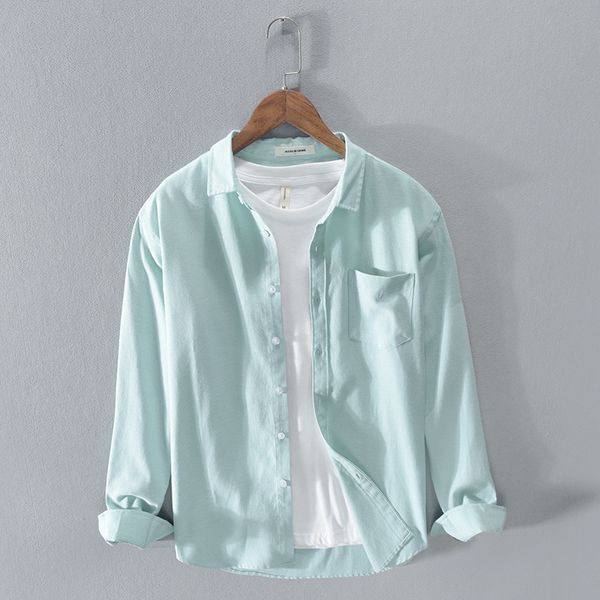 

Rc201 - men's Oxford pure cotton business professional leisure standing collar Long Sleeve Shirt, White;black