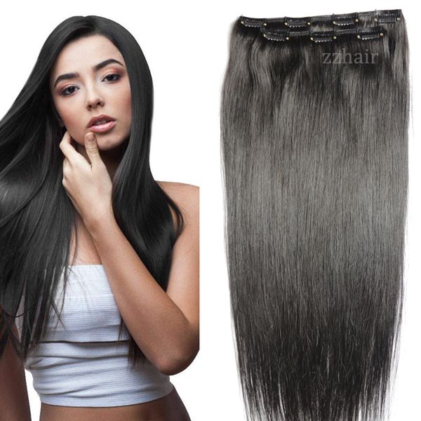 

16"-28" two pieces set 140g 100% brazilian remy clip-in human hair extensions 4 clips 2pcs natural straight, Black;brown