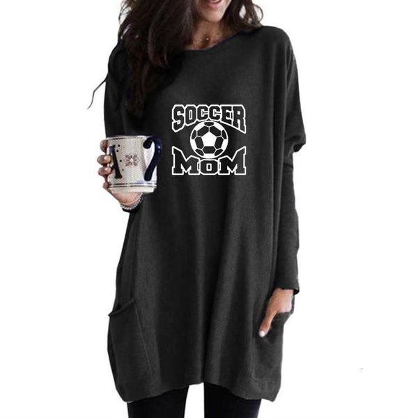 

women's hoodies & sweatshirts soccer mom graphic letter print pocket long for female femmes mother day gift women plus size casual, Black