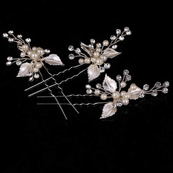 

hair clips & barrettes 3pcs flower metal gold pin handmade pearl bride wedding hairpins women headband headpeice accessories lb, Golden;silver