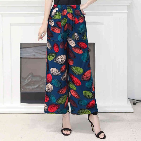 

women's pants & capris summer women wide leg loose vintage high waist trousers beach print bohemian casual plus size itdz, Black;white