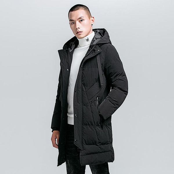 

men's down & parkas custom logo clothing thickened windproof winter jacket style hooded, warm, casual and comfortable, solid color zipp, Black