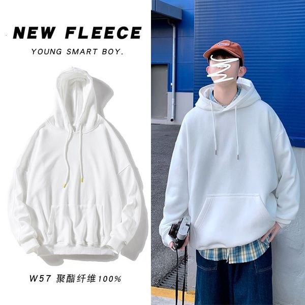 

men's t-shirts autumn hoodies fashion solid color casual hooded sweatshirt men streetwear loose hip-hop pullover hoodie mens hoody qlf8, White;black
