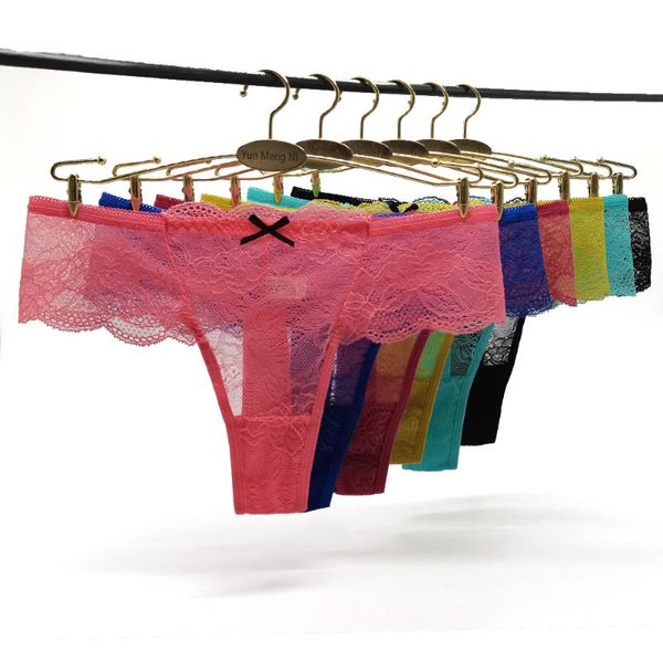 

women's panties 6pcs/set g strings lace thong women low waist transparent underwear ladies pantys underpants female womens lingerie, Black;pink