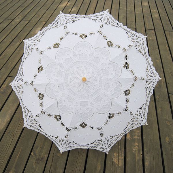 Sólida de cor de festa de cor guarda-chuva guarda-chuva sol algodão bordado noiva guarda-chuvas de casamento branco cores disponíveis DH8768