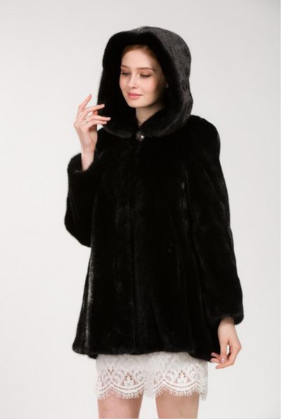 

women's fur & faux short black real natural mink coat 2021 fashion