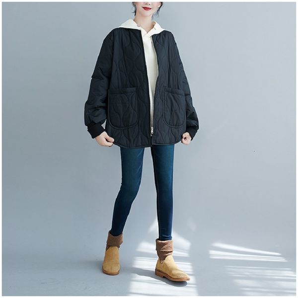 

jackets aransue size autumn winter coat neck style with zipper cotton jacket light cargo clothes, Black;brown