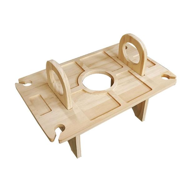 

camp furniture camping travel portable wooden outdoor wine table foldable deskbeach garden barbecue indoor with bottle holder backyard