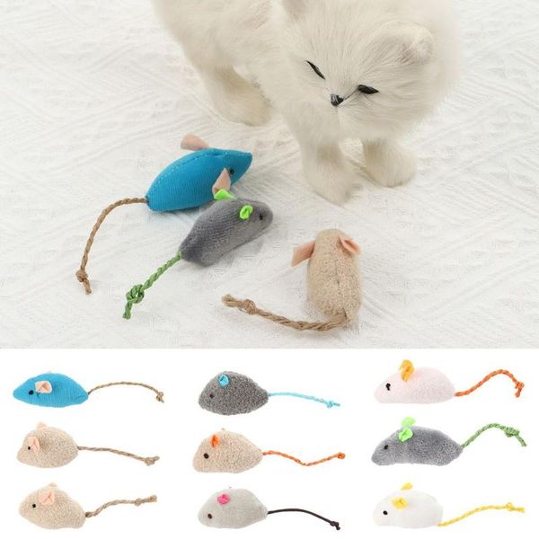 

cat toys 3pcs/lot colorful funny cats interactive toy plush false mouse pet kitten playing training supplies
