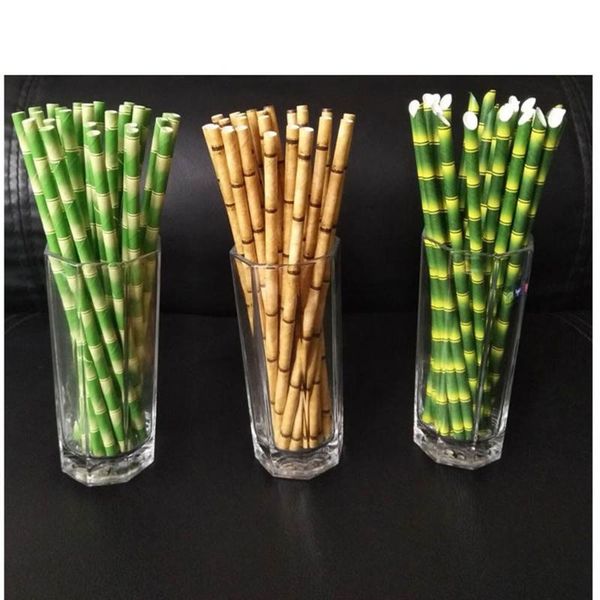 

drinking straws selling 25 pcs 6*197mm bamboo straw pattern paper decoration wedding supplies creative unique candy color #r10