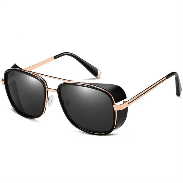 

metal frame tony stark sunglasses big square sun glasses men driving goggle eyewear accessories uv400 t9110, White;black