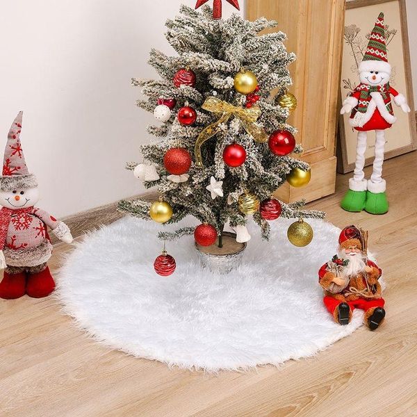 

christmas decorations white tree skirt plush faux fur xmas carpet merry ornament year navidad home decor