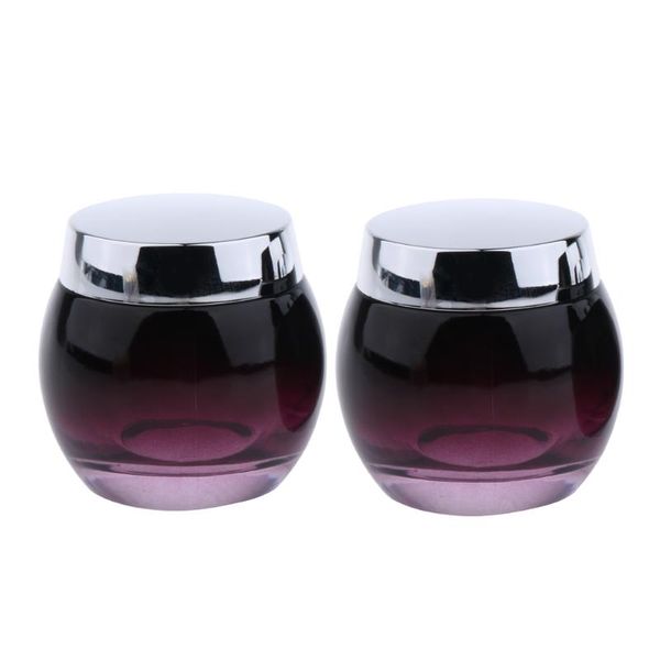 

2pcs 120g glass mask jar cream containers cosmetic empty can sample bottle - purple gradient body refillable/reusable storage bottles & jars
