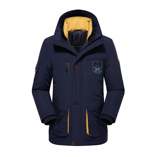 

men's winter fleece thick jacket 2 in 1 warm coat outwear cotton liner removable down parka waterproof windbreaker jackets, Black;brown