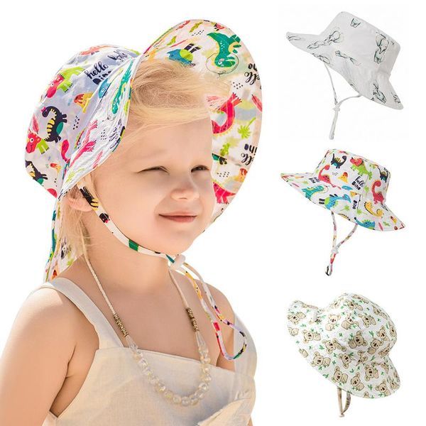 

caps & hats 2021 summer baby sun hat children outdoor flower beach children's shade breathable fisherman for 0-5 years, Yellow