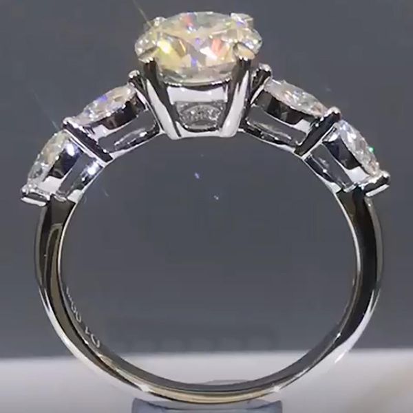 

cluster rings 14k gold 1 2 3 4 5 moissanite diamond ring women elegant round marquise trendy wedding party engagement anniversary, Golden;silver
