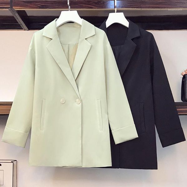 

women's suits & blazers plus size blazer jacket autumn and winter casual black green double-breasted pocket coats elegant office lady c, White;black