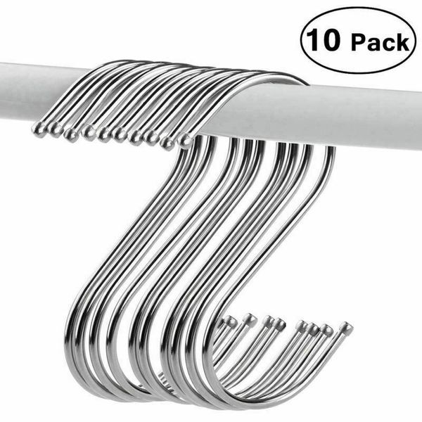 

10pcs stainless steel s shaped hanger hook kitchen bathroom clothing hooks railing clasp holder for pot hanging & rails