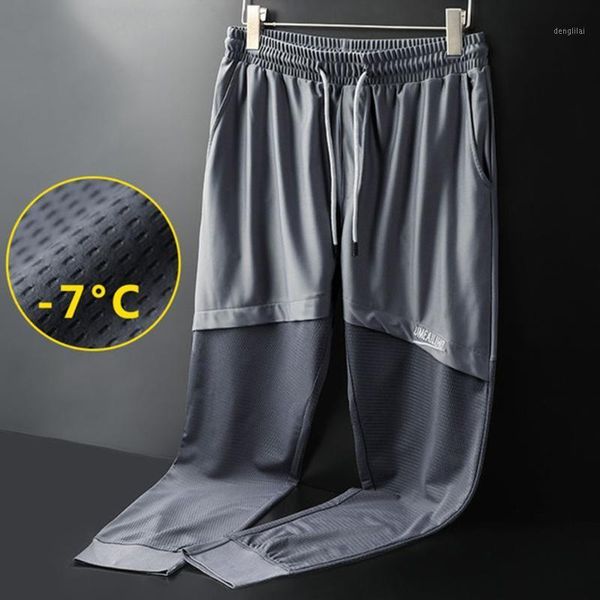Calças ocasionais do verão dos homens com malha ultra magro Nona Hong Kong Velocidade do vento seco e fresco harem moda sportswear