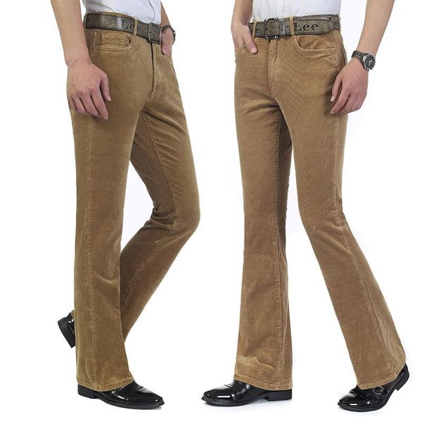 

men's pants casual classic design flared corduroy black color white khaki