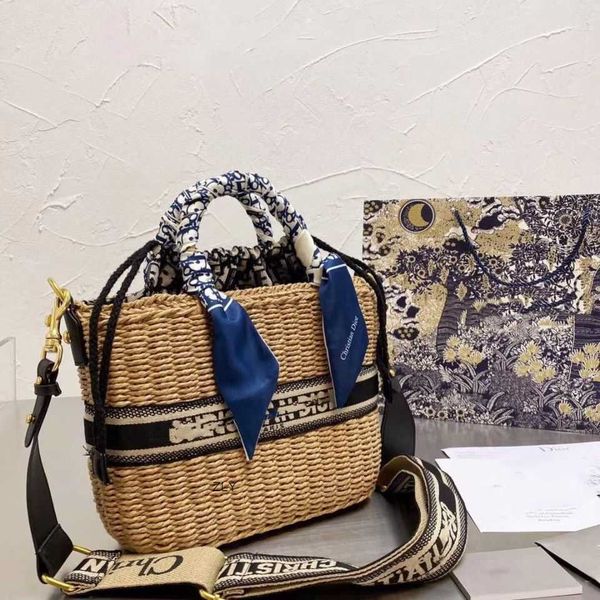 

2021 new women's bag retro vegetable basket shopping bag woven wide ribbon messenger bag zly bags