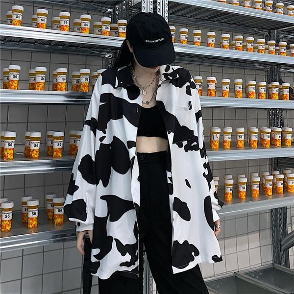 

women's blouses & shirts cow print loose shirt female korean harajuku cute ulzzang japanese kawaii ladies vintage clothes for women, White