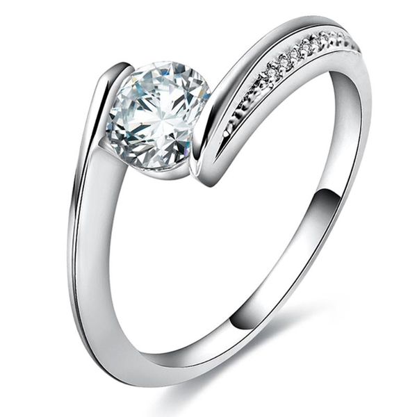 

wedding rings classic silver cubic zirconia crystal lovers engagement bridal for women female band jewelry accessories r020046, Slivery;golden