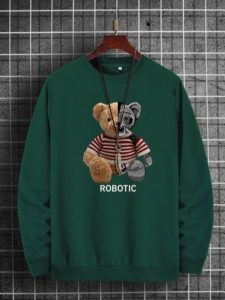 

men bear & letter graphic sweatshirt e2fw#, Black