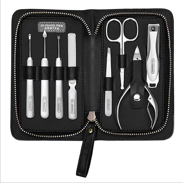 

nail art kits professional stainless steel manicure set 8pcs tools clippers for thick toenails fingernail cutter kit file men