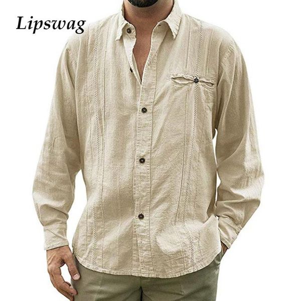 

men's casual shirts vintage solid color cotton for men autumn long sleeve loose shirt mens turn-down collar buttoned 2021 fashion, White;black